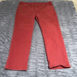 Levis 514 Straight Fit Jeans Mens 40x30 Brick Red Rust Stretch Denim 00514-1287
